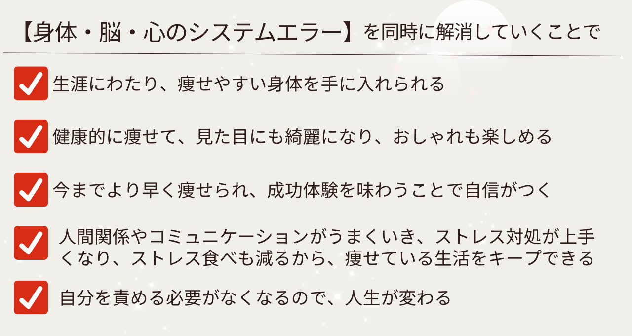 身体・脳・心のシステムエラーを同時に解消していくことで得られるもの